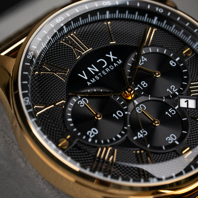 The Chief Gold Leather Black