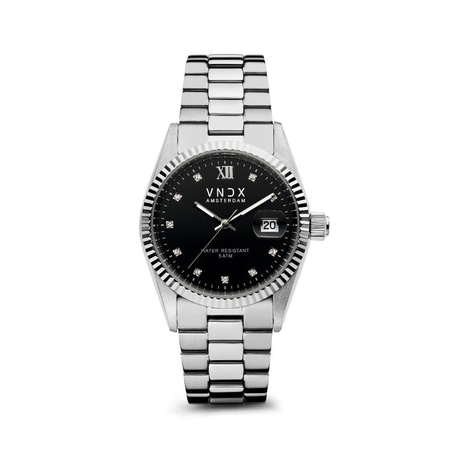 Vooraanzicht | Dames horloge kopen | Dare Devil Medium Zilver Zwart