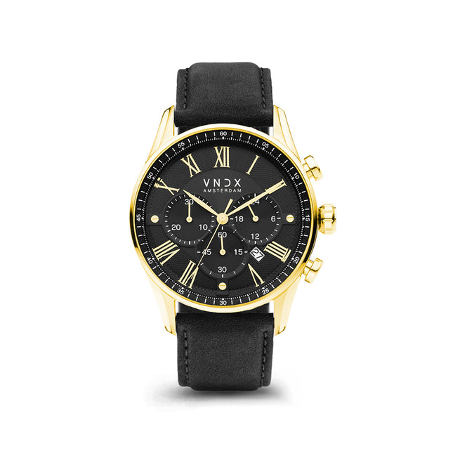 The Chief Gold Leather Black
