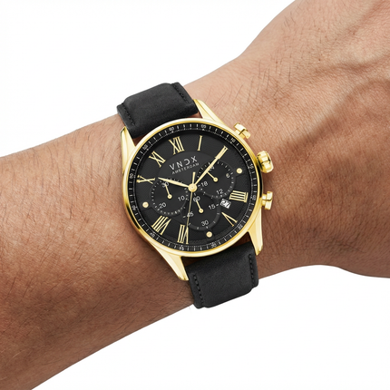 The Chief Gold Leather Black