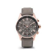 The Boss Rose Gold Gray leather strap