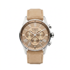 Zilveren heren horloge met leren band