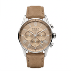Zilveren heren horloge met lederen band