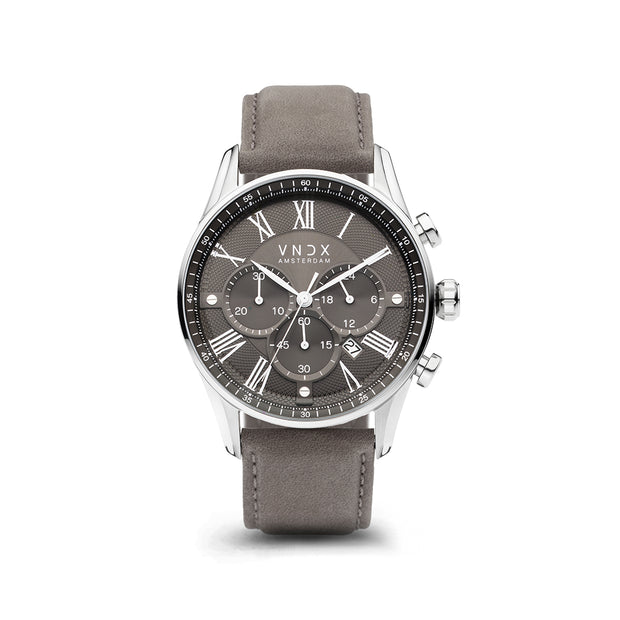 The Boss Gray dial, Gray leather strap