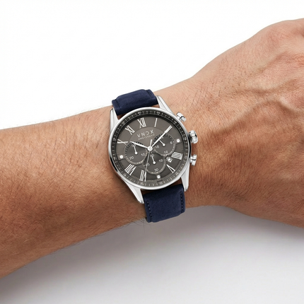 The Chief Grijs Leder Blauw