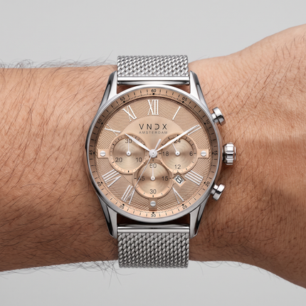 Maat indicatie zilveren heren horloge 