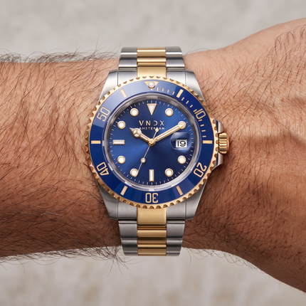 Zilver gouden heren horloge maatindicatie