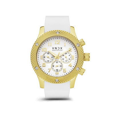 Vooraanzicht | Dames horloge kopen | Rocky Rebel XS Goud Wit