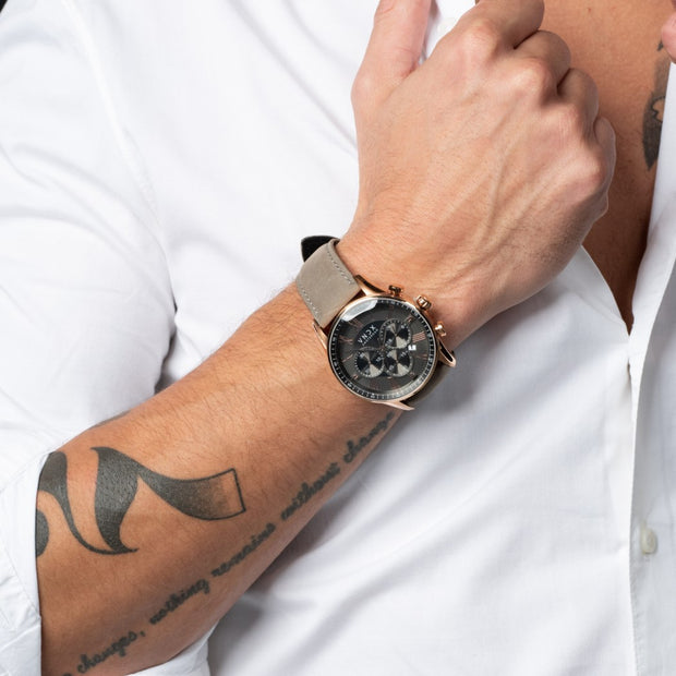 The Boss White dial Beige leather strap